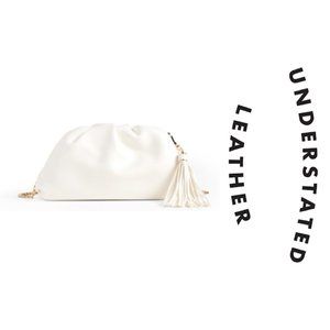 Understated Leather Leather Crescent Clutch Ivory